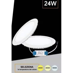 PANNELLO SMD LED TONDO DA INCASSO 24W CON DRIVER CCT 4000K 3000K 6500K P285A-T3C