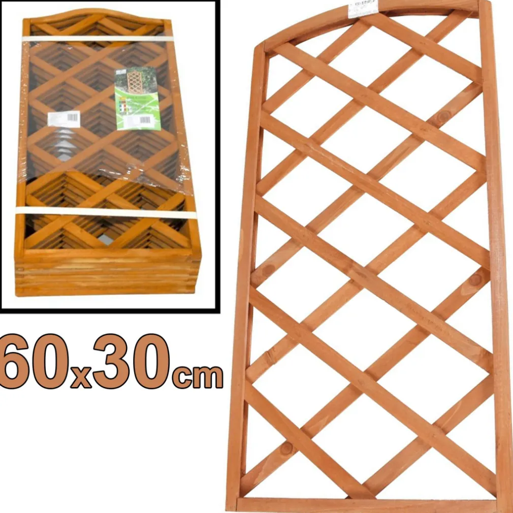 PANNELLO TRALICCIO RECINZIONE IN LEGNO SCURO 60 X 30 CM RAMPICANTI GIARDINO
