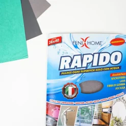 PANNO RAPIDO 3 PZ LAVA SGRASSA E ASCIUGA IN MICROFIBRA FIBRA DI GOMMA MULTIUSO