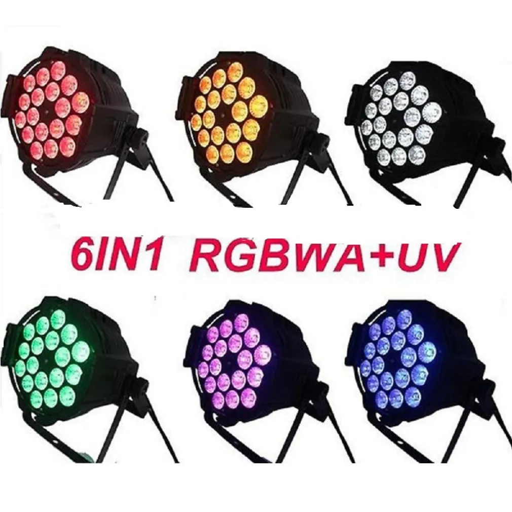 PAR LED RGBWA IP65 DMX 18X18WATT UV 6 IN 1 LUCE WOOD PARTY FLUO POWERCON IN OUT
