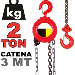 PARANCO A CATENA MANUALE 2 TON 3 MT ARGANO SOLLEVATORE PARANCO 2000Kg