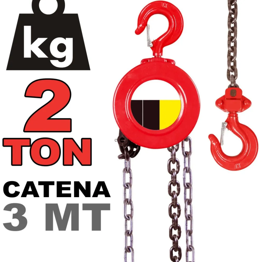 PARANCO A CATENA MANUALE 2 TON 3 MT ARGANO SOLLEVATORE PARANCO 2000Kg