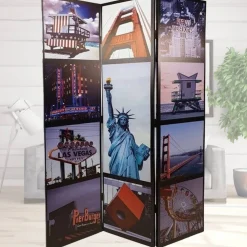 PARAVENTO SEPARE DIVISORIO CON 3 PANNELLI 180X120CM STAMPA FRONTE RETRO NEW YORK