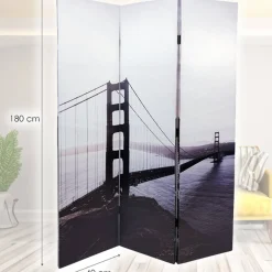PARAVENTO SEPARE DIVISORIO CON 3 PANNELLI 180X120 STAMPA FRONTE RETRO GATEBRIDGE
