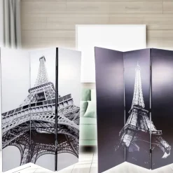 PARAVENTO SEPARE DIVISORIO CON 3 PANNELLI 180X120CM STAMPA FRONTE RETRO PARIGI