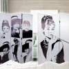 PARAVENTO SEPARE DIVISORIO CON 3 PANNELLI 180X120CM STAMPA F R AUDREY HEPBURN