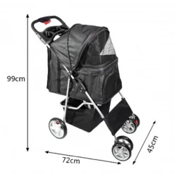 PASSEGGINO PER CANI CANE PIEGHEVOLE BUGGY TRASPORTINO CON ZIP TRASPIRANTE LAVABILE