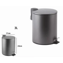 PATTUMIERA ACCIAIO PEDALE 3 LT BIDONE CESTINO SPAZZATURA BAGNO CASA GRIGIO 87451