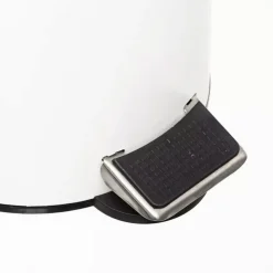 PATTUMIERA CESTINO PORTARIFIUTI 3 LITRI IN METALLO BIANCO CON COPERCHIO IN BAMBÙ