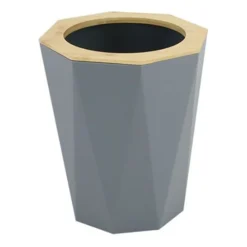 PATTUMIERA CESTINO SPAZZATURA A CILINDRO ESAGONALE GEOMETRICO GRIGIO LEGNO DA BAGNO 10850