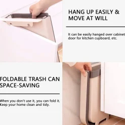 PATTUMIERA DA CUCINA CESTINO SPAZZATURA SOSPESO PIEGHEVOLE IN PLASTICA DA ANTA