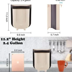 PATTUMIERA DA CUCINA CESTINO SPAZZATURA SOSPESO PIEGHEVOLE IN PLASTICA DA ANTA