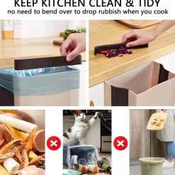 PATTUMIERA DA CUCINA CESTINO SPAZZATURA SOSPESO PIEGHEVOLE IN PLASTICA DA ANTA