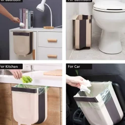 PATTUMIERA DA CUCINA CESTINO SPAZZATURA SOSPESO PIEGHEVOLE IN PLASTICA DA ANTA