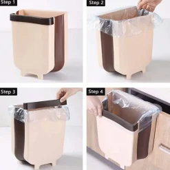 PATTUMIERA DA CUCINA CESTINO SPAZZATURA SOSPESO PIEGHEVOLE IN PLASTICA DA ANTA