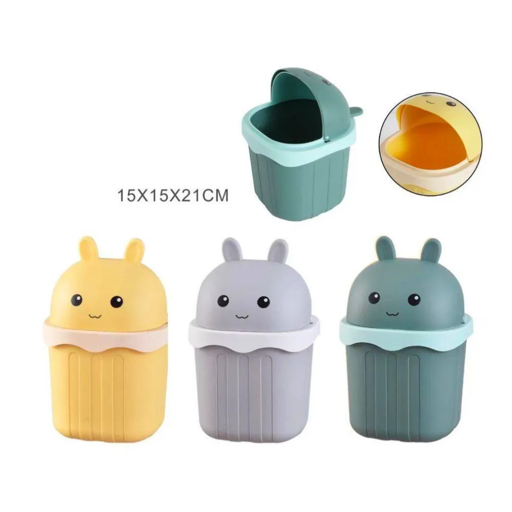 PATTUMIERA GRIGIA RIBALTABILE SECCHIO PER RIFIUTI SPAZZATURA DIM 15X15X21 CM