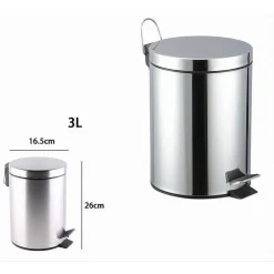 PATTUMIERA IN ACCIAIO A PEDALE 3LT BIDONE CESTINO SPAZZATURA DIFFERENZIATA 87441