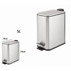 PATTUMIERA IN ACCIAIO A PEDALE 5LITRI BIDONE CESTINO SPAZZATURA RETTANGOLO 87447