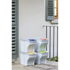 PATTUMIERA PER RACCOLTA DIFFERENZIATA 4 COLORI VERTICALE BIDONI SPAZZATURA 80 LT