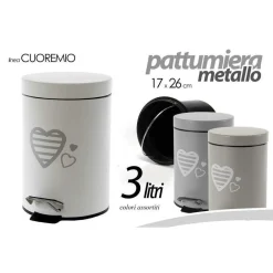 PATTUMIERA PORTASPAZZATURA METALLO 17X26CM 3LT CUORE MIO COLORI ASSORTITI 748646