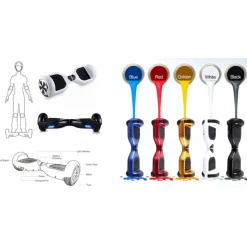 PEDANA SKATEBOARD A 2 RUOTE CON LUCI HOVERBOARD SMART BALANCE SCOOTER ELETTRICO