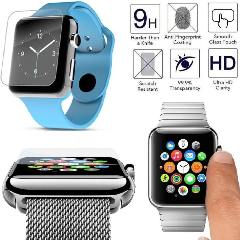 PELLICOLA IN VETRO TEMPERATO TRASPARENTE PER OROLOGIO SMARTWATCH 38mm E 42mm