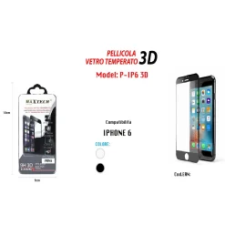 PELLICOLA PER IPHONE 6 IN VETRO TEMPERATO 3D ULTRA LISCIA MAXTECH P-IP6 3D