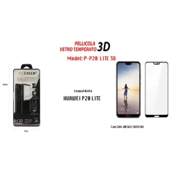 PELLICOLA VETRO TEMPERATO 3D HUAWEI P20 LITE NERO PROTEZIONE TOTALE MAXTECH P-P20 LITE 3D