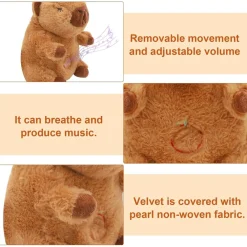 PELUCHE CAPIBARA CHE RESPIRA MOVIMENTO RESPIRANTE CON LUCI MUSICA PER BAMBINI MORBIDO