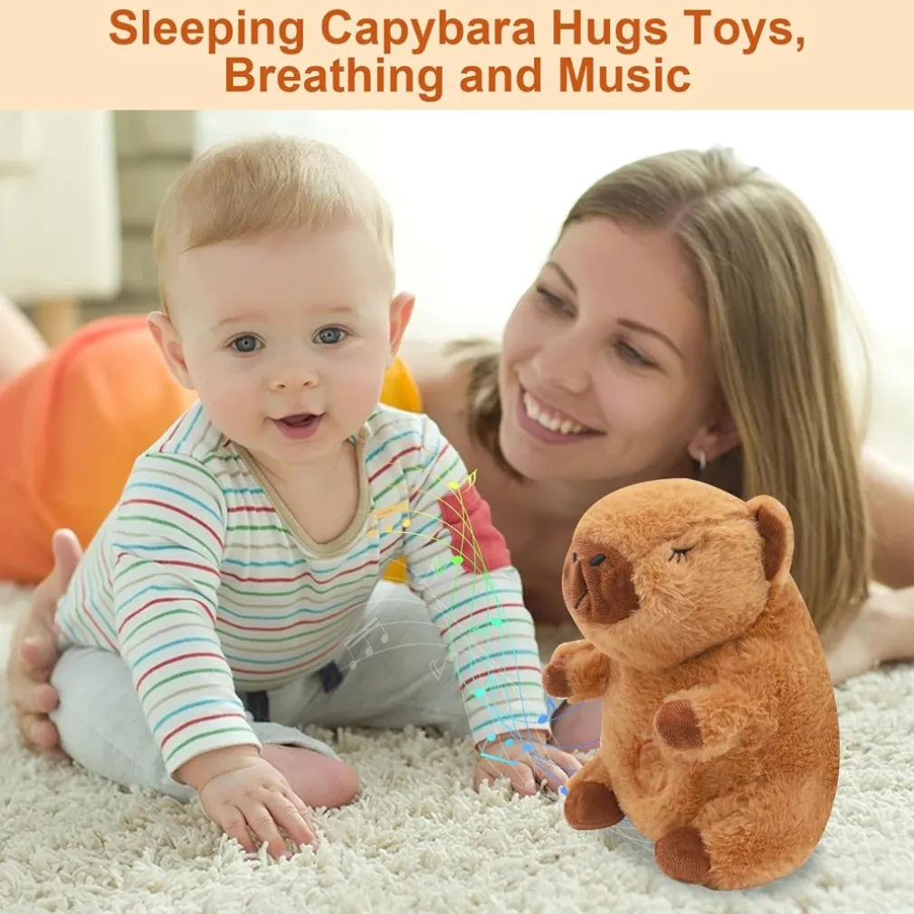 PELUCHE CAPIBARA CHE RESPIRA MOVIMENTO RESPIRANTE CON LUCI MUSICA PER BAMBINI MORBIDO