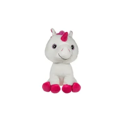 PELUCHE MORBIDO PER BAMBINI A FORMA DI UNICORNO LIOCORNO COLORE BIANCO E FUCSIA