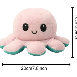 PELUCHE POLPO REVERSIBILE SORRIDENTE GIOCATTOLO POLIPETTO FACCIA TRISTE FELICE