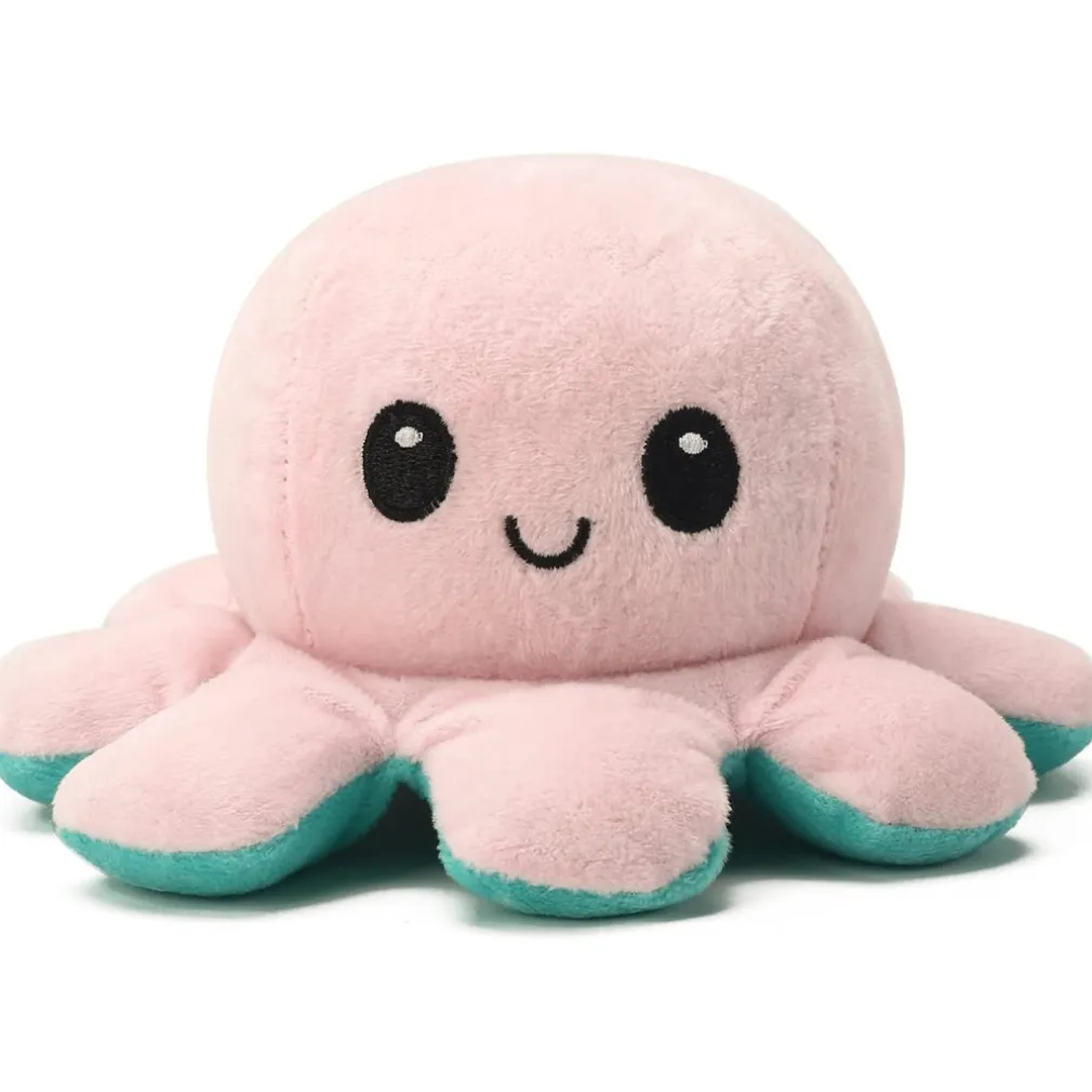 PELUCHE POLPO REVERSIBILE SORRIDENTE GIOCATTOLO POLIPETTO FACCIA TRISTE FELICE