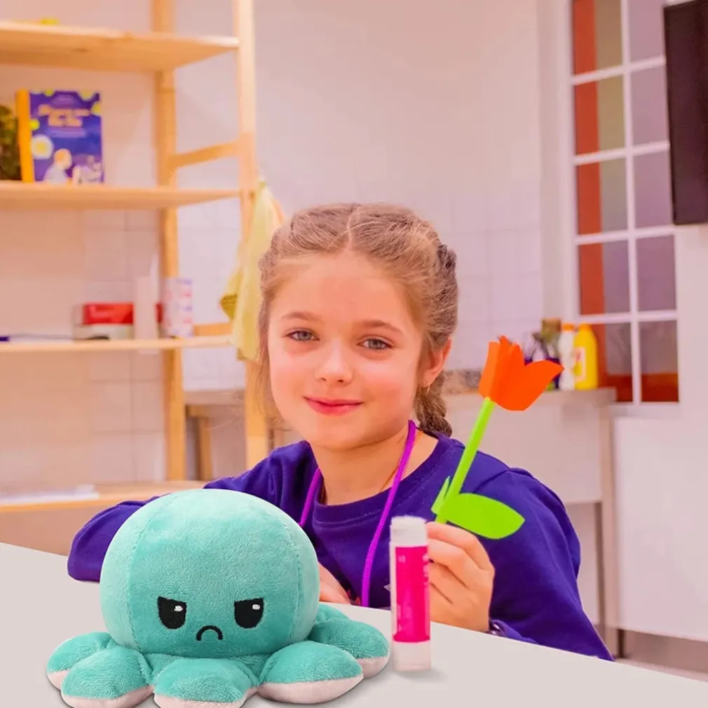 PELUCHE POLPO REVERSIBILE SORRIDENTE GIOCATTOLO POLIPETTO FACCIA TRISTE FELICE