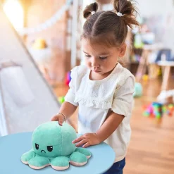 PELUCHE POLPO REVERSIBILE SORRIDENTE GIOCATTOLO POLIPETTO FACCIA TRISTE FELICE