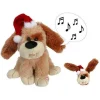 PELUCHE PUPAZZO CAGNOLINO CANE NATALIZIO CON EFFETTI SONORI E MOVIMENTO 30 CM