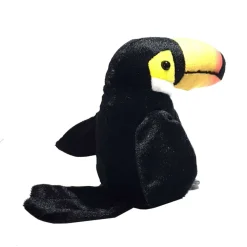PELUCHE PUPAZZO TUCANO UCCELLO COLORATO PARLANTE BATTE ALI RIPETE PAROLE GIOCO