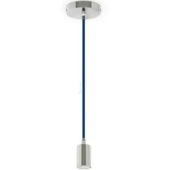 PENDENTE IN ACCIAIO BLU A SOFFITTO CROMATO PORTALAMPADA LAMPADA DESIGN MODERNO