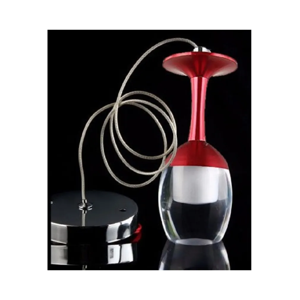 PENDENTE LAMPADA LAMPADARIO CALICE ROSSO A SOFFITTO LUCE LED PORTALAMPADA MODERNO