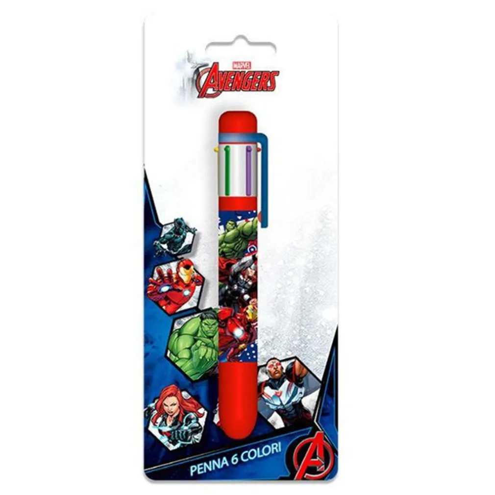 PENNA CON 6 COLORI AVENGERS ACCESSORIO SCUOLA REGALO CANCELLERIA PER BAMBINI 961686