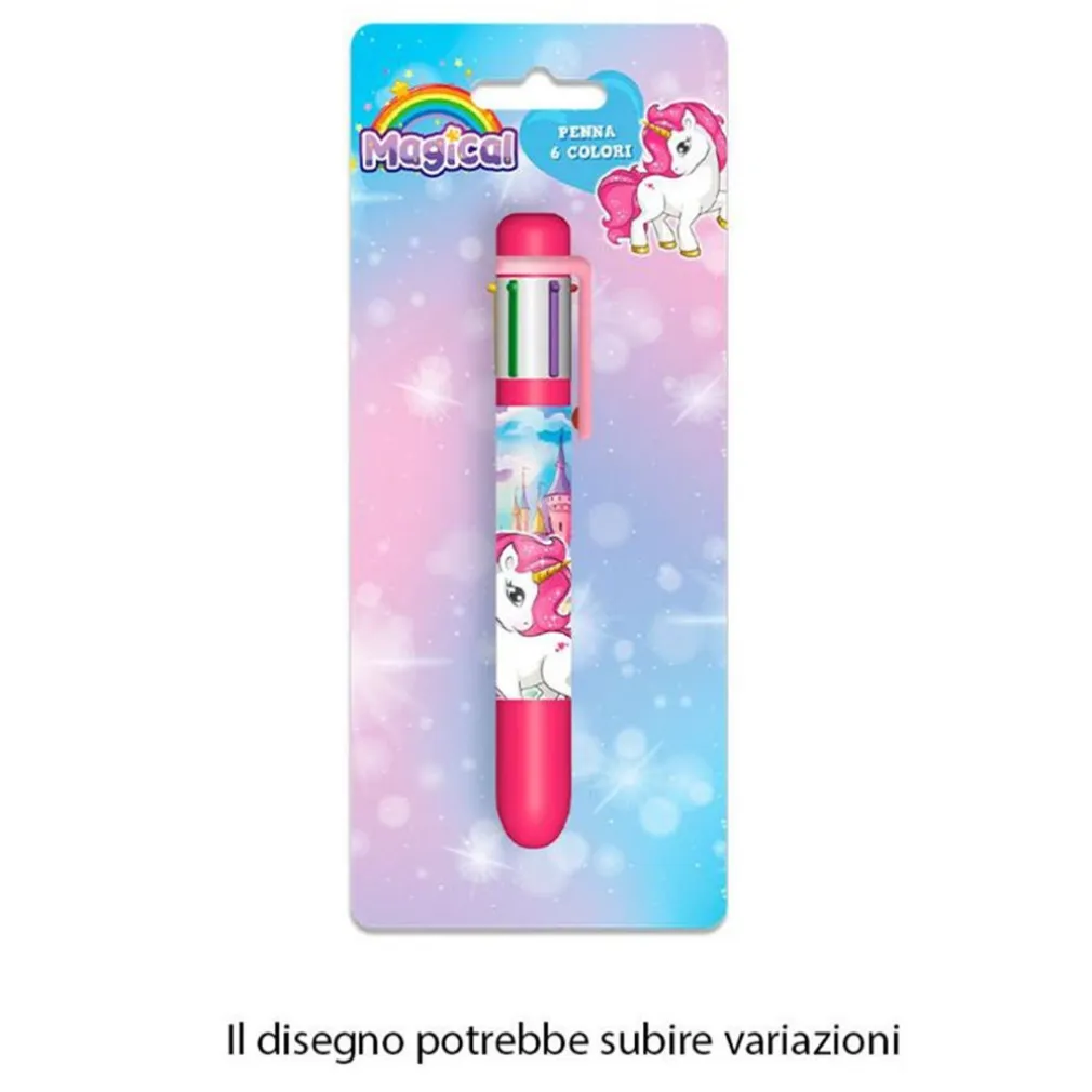 PENNA CON 6 COLORI MAGICO UNICORNO ACCESSORIO SCUOLA REGALO CANCELLERIA BAMBINE 738103