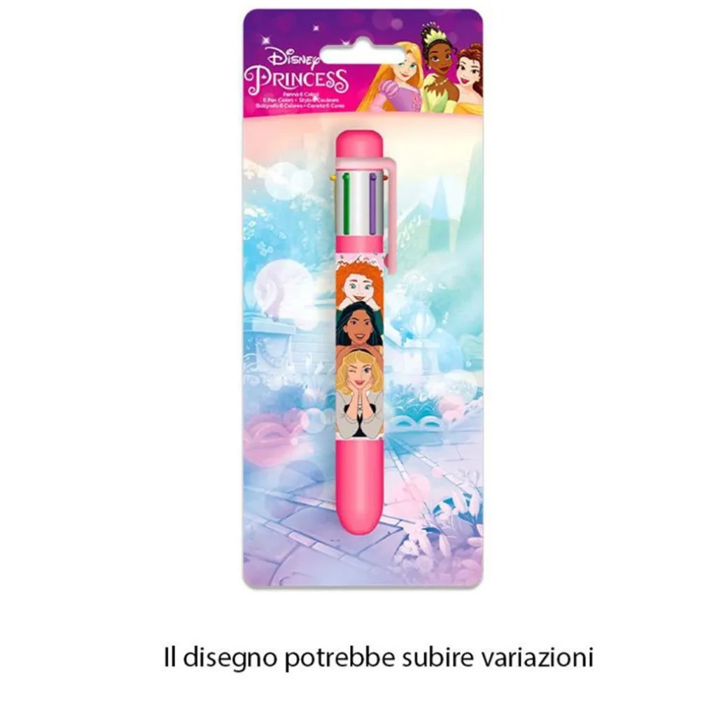 PENNA CON 6 COLORI PRINCIPESSE ACCESSORIO SCUOLA REGALO CANCELLERIA BAMBINE 961730
