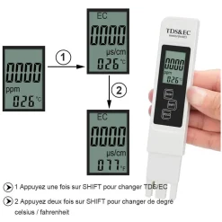 PENNA TESTER TEST LCD DIGITALE QUALITà ACQUA TEMPERATURA DUREZZA SALINITà PPM