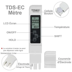 PENNA TESTER TEST LCD DIGITALE QUALITà ACQUA TEMPERATURA DUREZZA SALINITà PPM