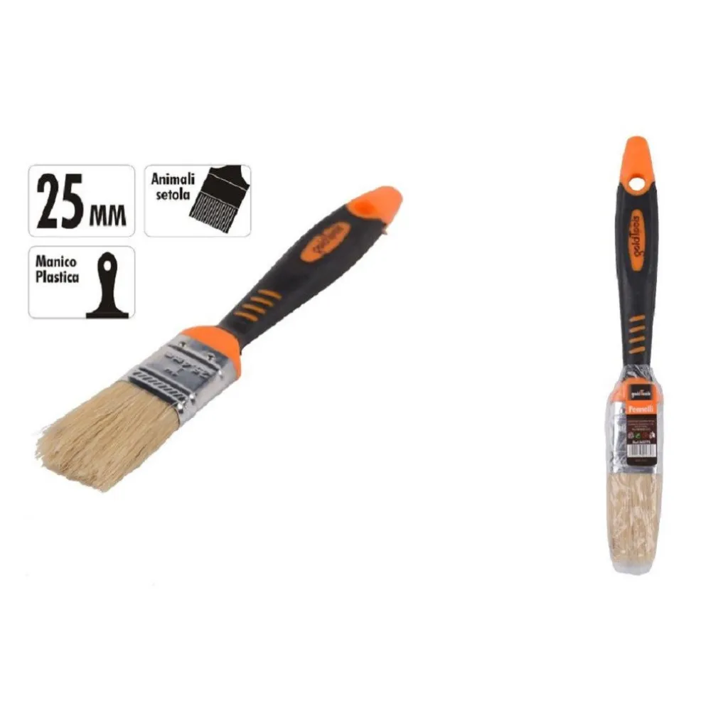 PENNELLO PIATTO 1" 25 MM SETOLE MORBIDE PITTURA VERNICE MANICO ANTISCIVOLO 90275