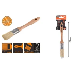 PENNELLO PIATTO 22 CM CON MANICO IN LEGNO SETOLE MORBIDE PITTURA VERNICE 90202