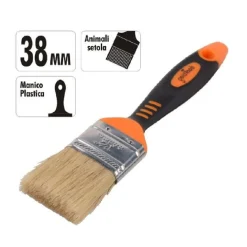PENNELLO PIATTO 1.5" 38MM SETOLE MORBIDE PITTURA VERNICE MANICO ANTISCIVOLO 90276