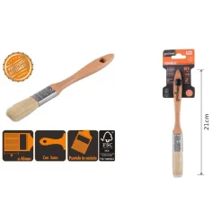 PENNELLO PIATTO 21CM CON MANICO LEGNO SETOLE MORBIDE PER PITTURA VERNICE 90201