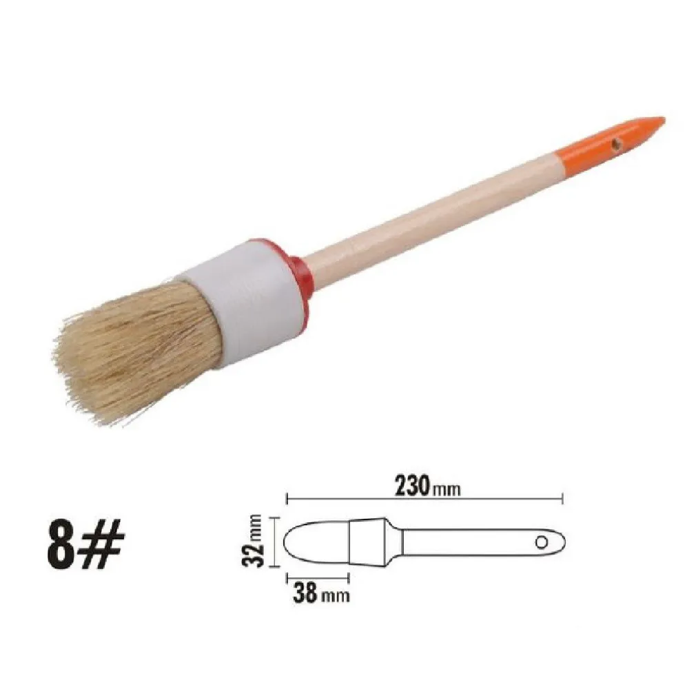 PENNELLO PITTURA MANIGLIA IN LEGNO SETOLE NATURALI A TESTA TONDA 38 MM 8" 90292