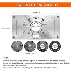 PIANO DI FRESATURA ROUTER PIASTRA PER FRESATRICE VERTICALE CON 4 ANELLI VITI